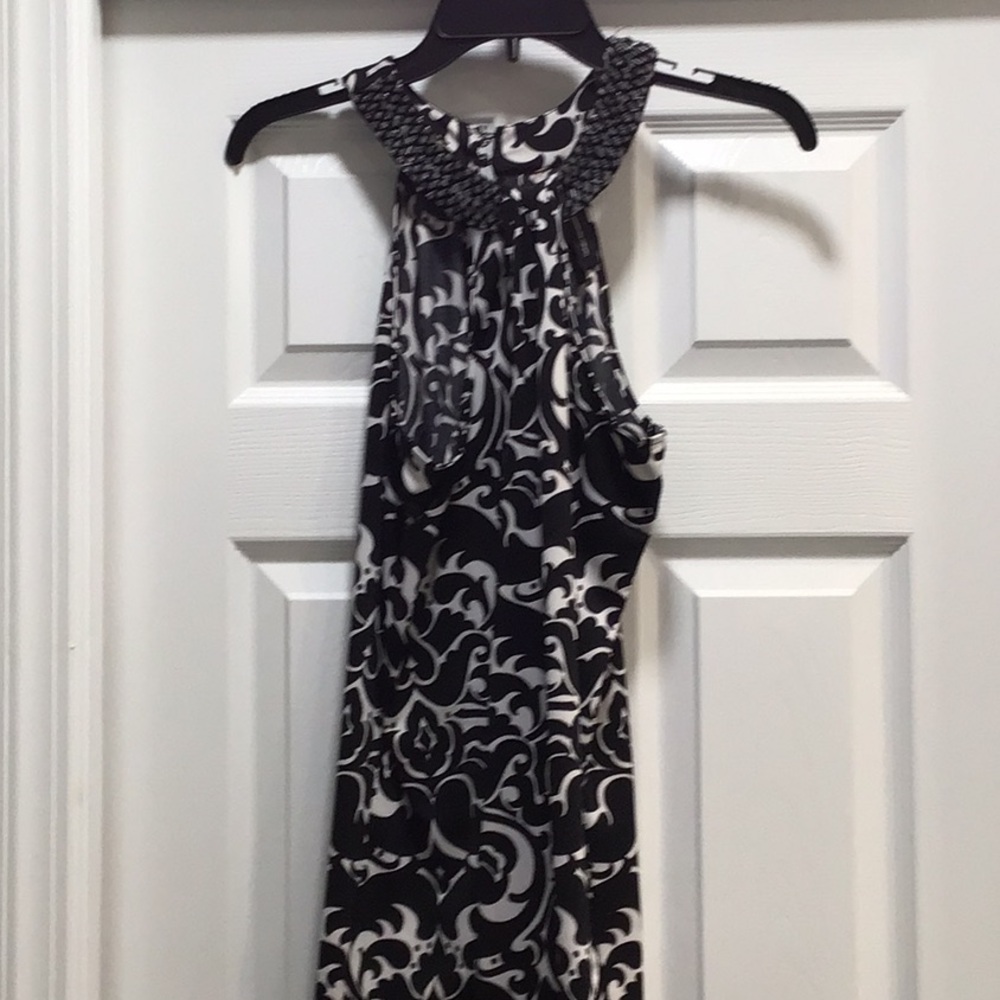 INC International Concepts Black and White Halter Sheath Dress